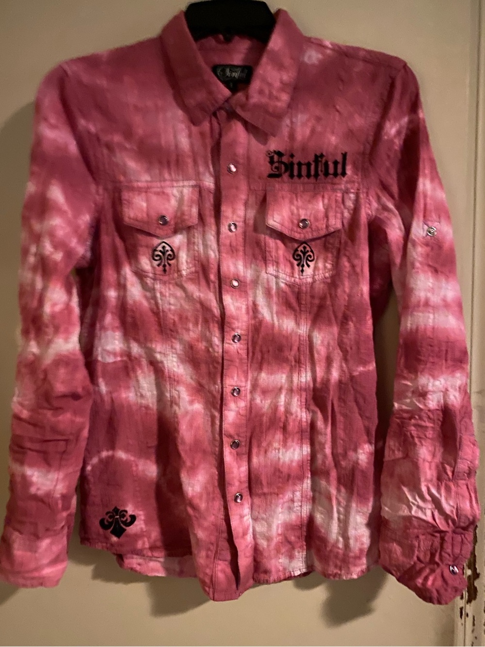 Sinful Pink Tie-Dye Button-Up